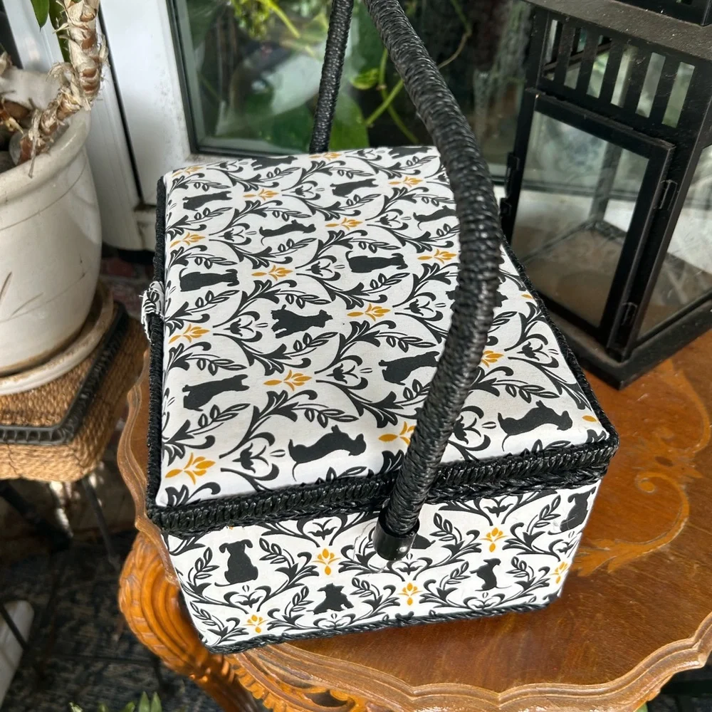Black and White Cat Patterned Basket